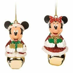 Best deal 💯 Disney ❄ Christmas Ornament Set - Santa Mickey And Minnie Mouse Jingle Bell 🛒
