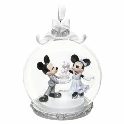 Promo 😉 Disney 🎅 Christmas Ornament - Mickey And Minnie Wedding Globe 👍