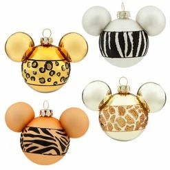 Best Sale 🛒 Disney 🎄 Christmas Ornament Set - Mickey Animal Print - Set Of 4 👏