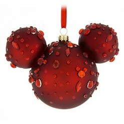 Deals ❤️ Disney ❄ Christmas Ornament - Mickey Mouse Icon - Red Ruby Gems 💯
