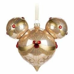 New ❤️ Disney Mickey Ears ❄ Christmas Ornament - Mickey Mouse Icon - Champagne 🔥