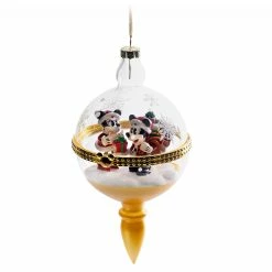 Coupon 🥰 Disney 🎅 Christmas Ornament - Santa Mickey & Minnie Mouse Glass Droplet ⌛