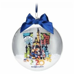 Discount 😀 Disney Glass Disk Snow Globe Ornament - 2020 Mickey Mouse & Friends 😉