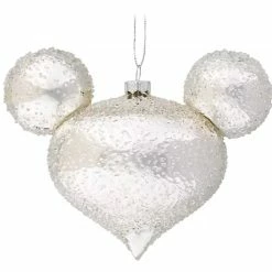 Promo 👍 Disney Mickey Ears Icon Ornament - Mickey Mouse Icon - Silver Ice 👏