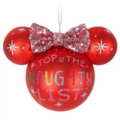 Outlet 🌟 Disney Mickey Ears Icon Ornament - Minnie Mouse - Naughty List 🛒