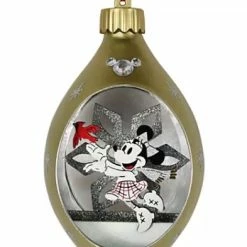 Budget 🎉 Disney Glass Drop Ornament - Minnie Mouse Light-Up - Silver & Gold ❤️
