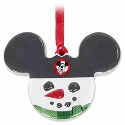 Outlet 💯 Disney Disc Ornament - Mickey Icon Snowman - Ceramic 🧨